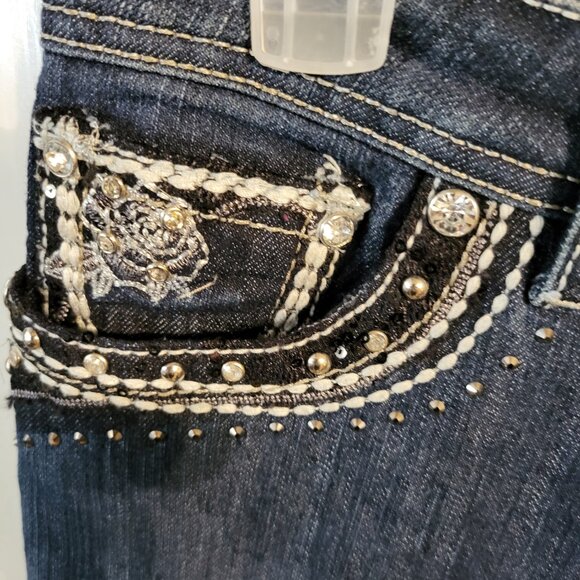 NWOT GRACE IN LA STRAIGHT LEG HIGH RISE EMBROIDERED JEANS SZ 10 - Picture 2 of 12